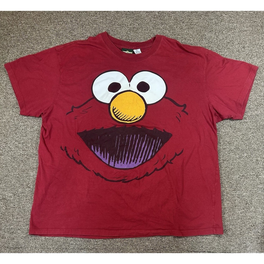 VTG ELMO Big Face Tee Sesame Street Men 5X Big T-Shirt Red Crimson
